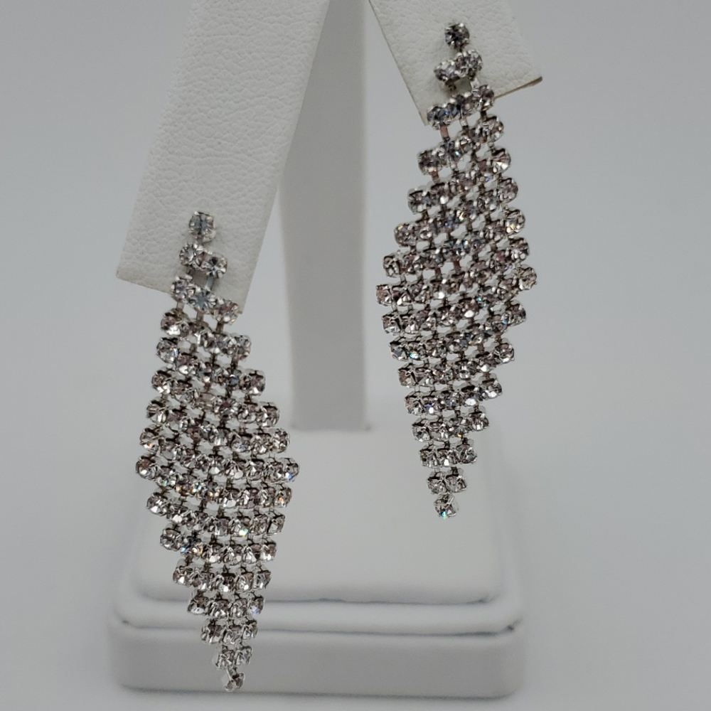 Vintage Clear Rhinestone Slinky Earrings